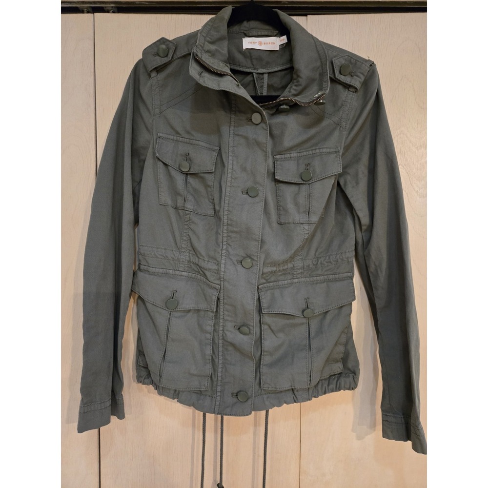 Tory Burch Olive Green Military Utility Field Jacket Women's XS Cotton